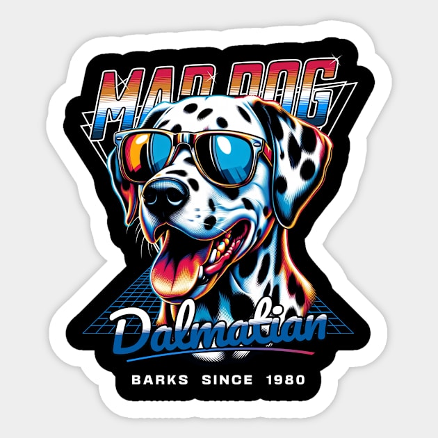 Mad Dog Dalmatian Dog Sticker by Miami Neon Designs